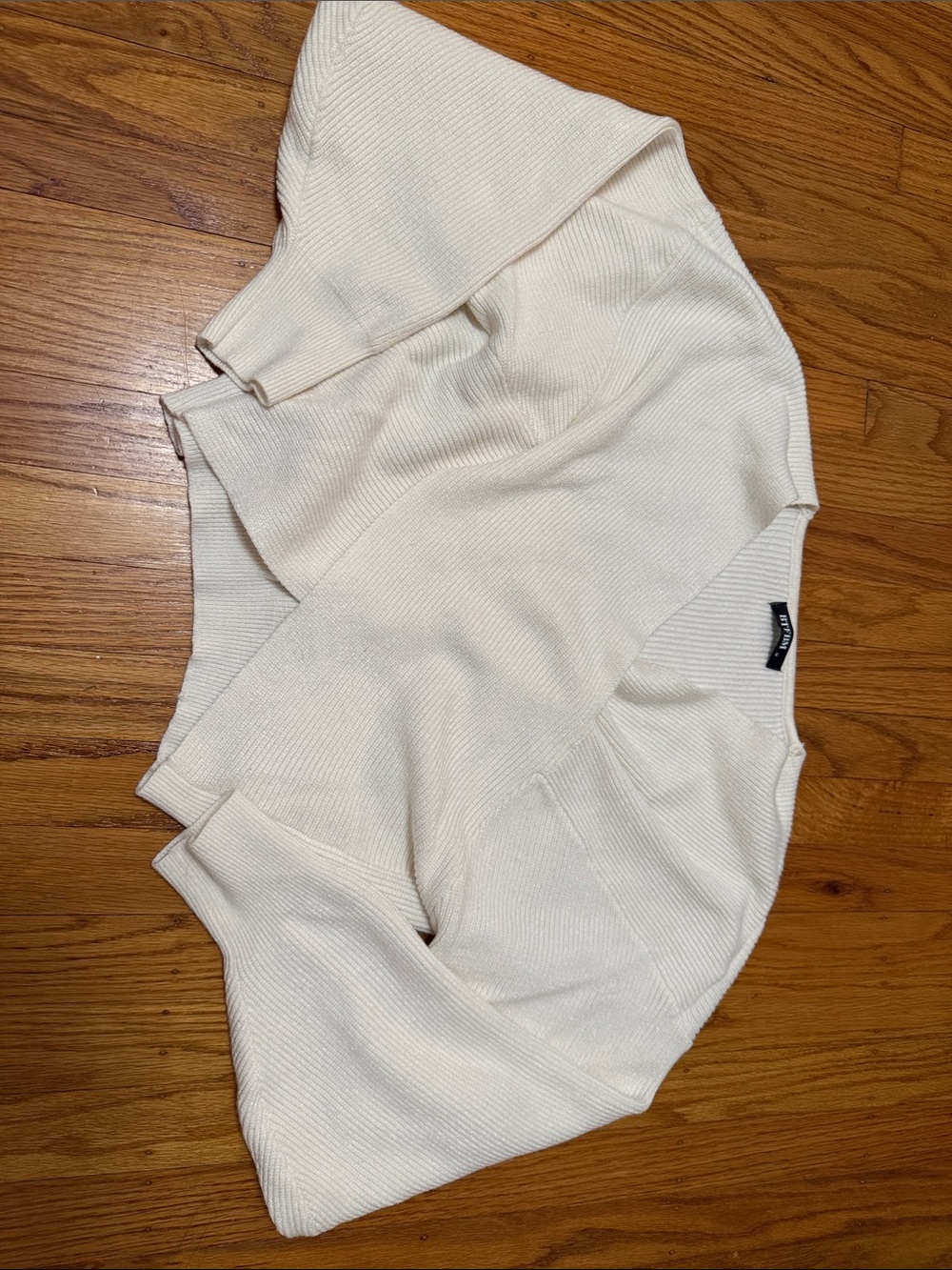 Cream Ribbed Knit Sweater